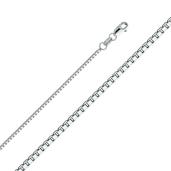 Ioka - 14K White Solid Gold 1.2mm Box Chain Necklace with Lobster Clasp - 16"
