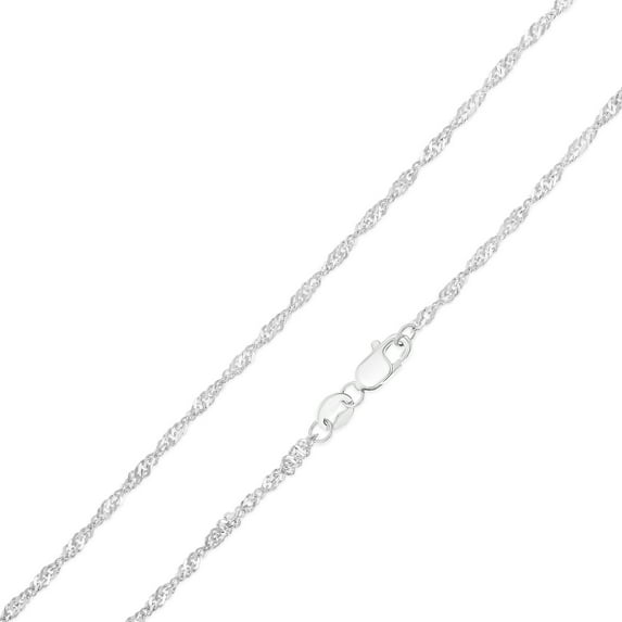 Ioka - 14K White Solid Gold 1.5mm Singapore Chain Necklace with Spring Ring Clasp - 20"