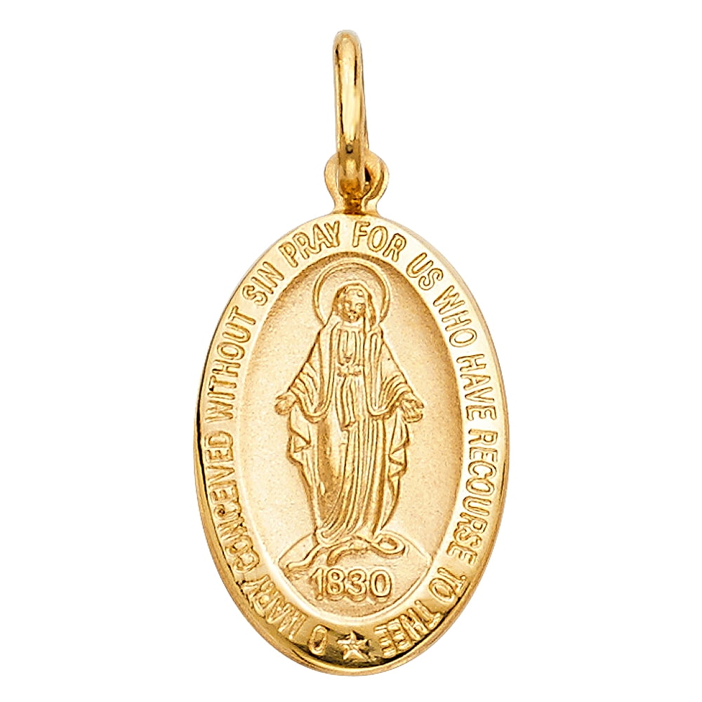 Ioka-14K Yellow Gold 1830 Our Lady of Guadalupe Religious Charm Pendant ...