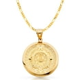 thumbnail image 1 of Ioka-14K Yellow Gold Calendario Azteca Charm Pendant with 3.9mm Figaro 3+1 Chain Necklace - 18", 1 of 4