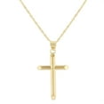 thumbnail image 1 of Ioka-14K Yellow Gold Classic Cross Pendant with 1.2mm Singapore Chain Chain Necklace - 20", 1 of 6