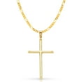 thumbnail image 1 of Ioka-14K Yellow Gold Classic Cross Pendant with 3.1mm Figaro 3+1 Chain Chain Necklace - 20", 1 of 4