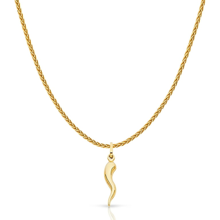 Ioka 14K Yellow Gold Cornicello Italian Horn Fortune Charm Pendant