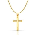 thumbnail image 1 of Ioka-14K Yellow Gold Cross Pendant with 1.5mm Flat Open Wheat Chain Chain Necklace - 16", 1 of 4