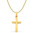 thumbnail image 1 of Ioka-14K Yellow Gold Cross Pendant with 1.7mm Flat Open Wheat Chain Chain Necklace - 24", 1 of 1