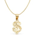 thumbnail image 1 of Ioka-14K Yellow Gold Dollar Sign Charm Pendant with 0.8mm Box Chain Necklace - 16", 1 of 4
