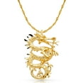 thumbnail image 1 of Ioka-14K Yellow Gold Dragon Charm Pendant with 1.2mm Singapore Chain Necklace - 22", 1 of 6