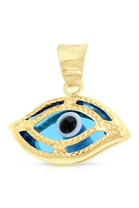 -14K Yellow Gold Evil Eye Charm Pendant For Necklace or Chain