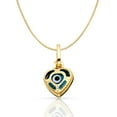 thumbnail image 1 of Ioka-14K Yellow Gold Evil Eye Heart Charm Pendant with 0.6mm Box Chain Necklace - 24", 1 of 4