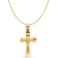 thumbnail image 1 of Ioka-14K Yellow Gold Jesus Crucifix Cross Religious Charm Pendant with 0.6mm Box Chain Necklace - 22", 1 of 4