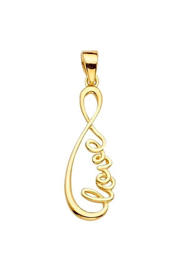 - 14K Yellow Gold Love Infinity Charm Pendant For Necklace or Chain