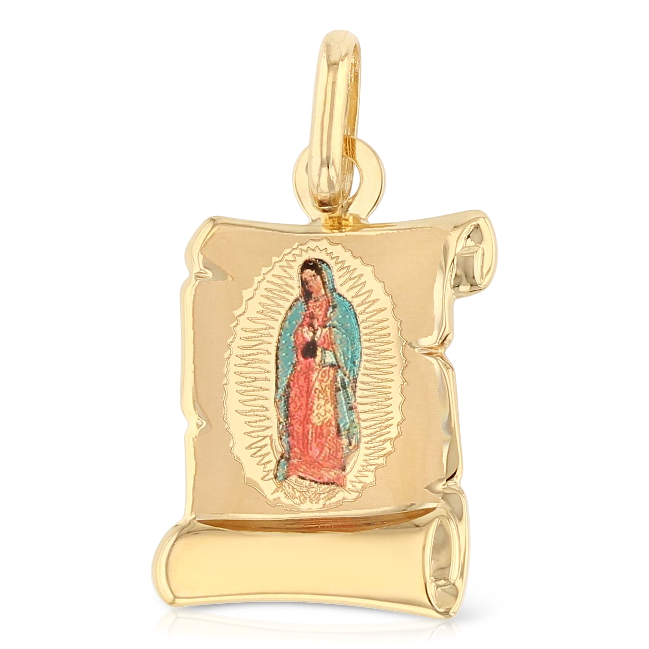 Ioka-14K Yellow Gold Our Lady of Guadalupe Enamel Picture Religious ...