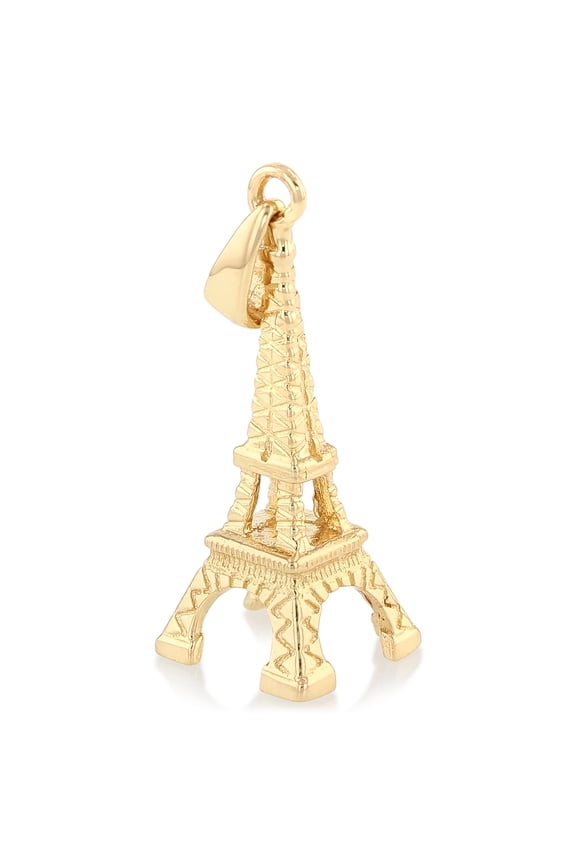 -14K Yellow Gold Paris Eiffel Tower Charm Pendant For Necklace or Chain