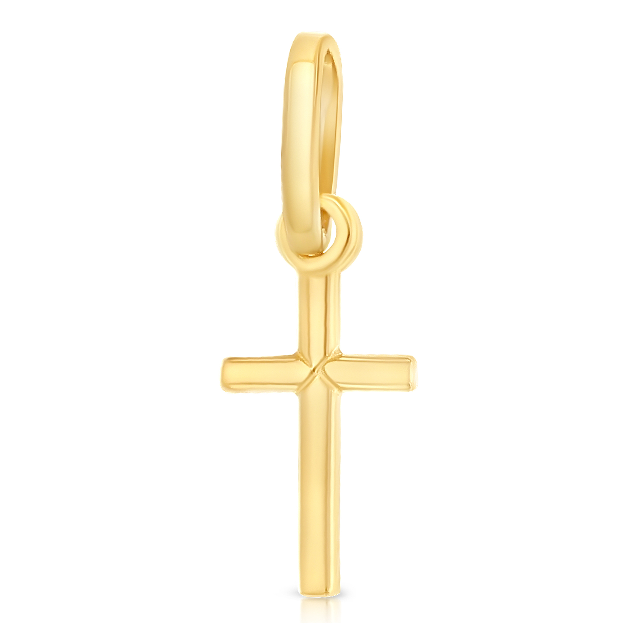 Ioka-14K Yellow Gold Cross Religious Charm Pendant For Necklace or