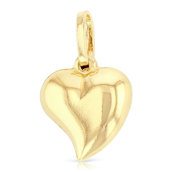 Ioka-14K Yellow Gold Plain Heart Charm Pendant For Necklace or Chain