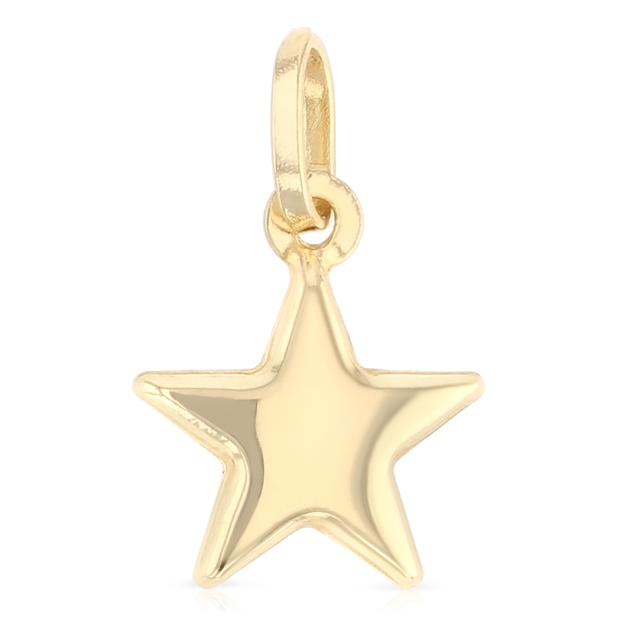 Ioka-14K Yellow Gold Plain Star Charm Pendant For Necklace or Chain