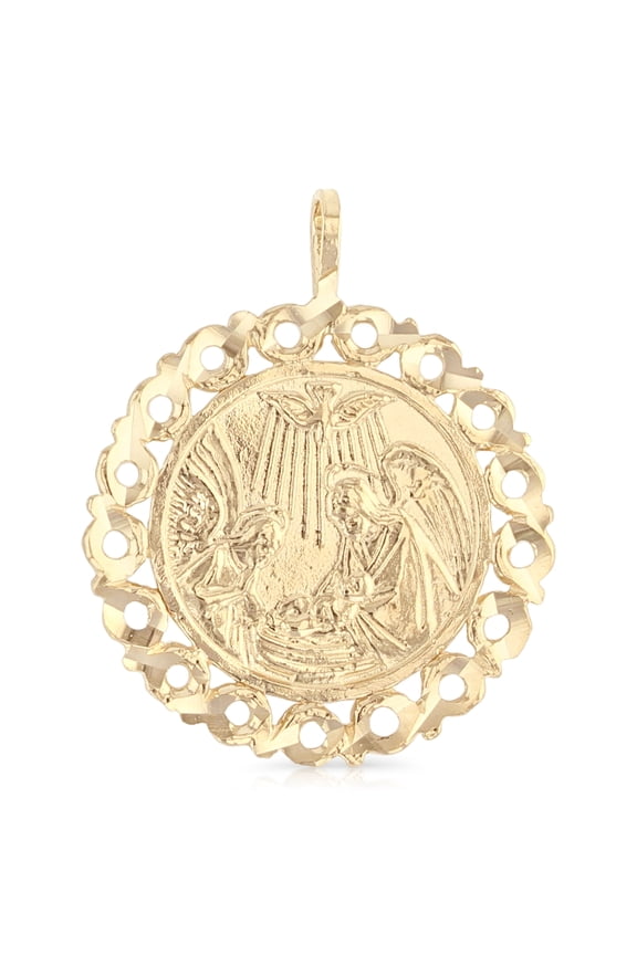 -14K Yellow Gold Religious Baptism Charm Pendant For Necklace or Chain