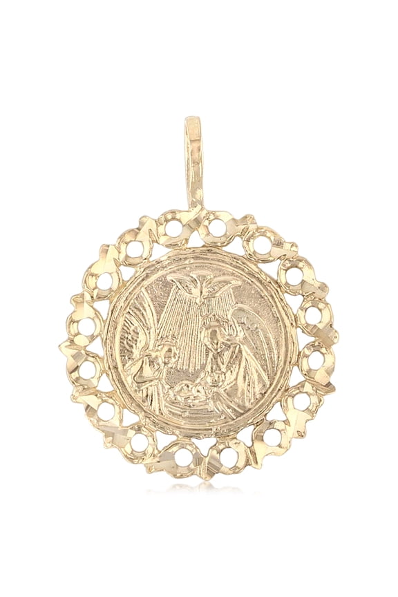 -14K Yellow Gold Religious Baptism Charm Pendant For Necklace or Chain