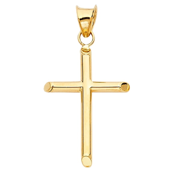 Ioka-14K Yellow Gold Religious Cross Charm Pendant For Necklace or Chain