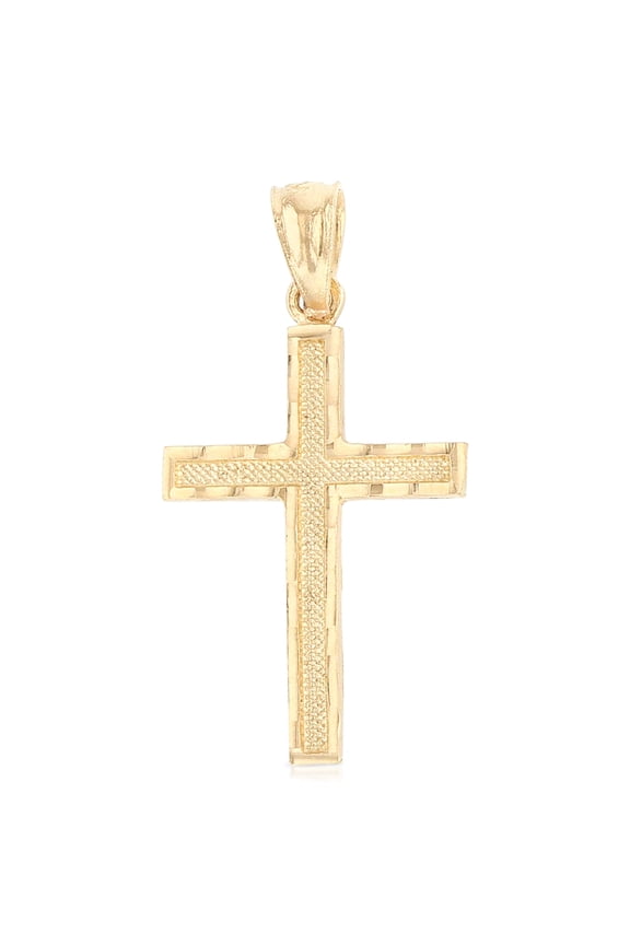 - 14K Yellow Gold Religious Cross Pendant Charm for Men and Women