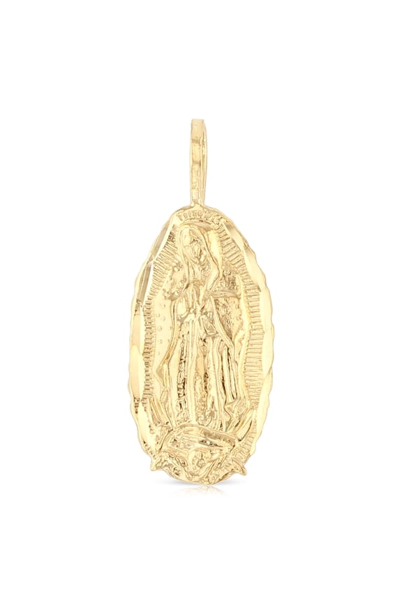 -14K Yellow Gold Religious Our Lady of Guadalupe Charm Pendant For Necklace or Chain
