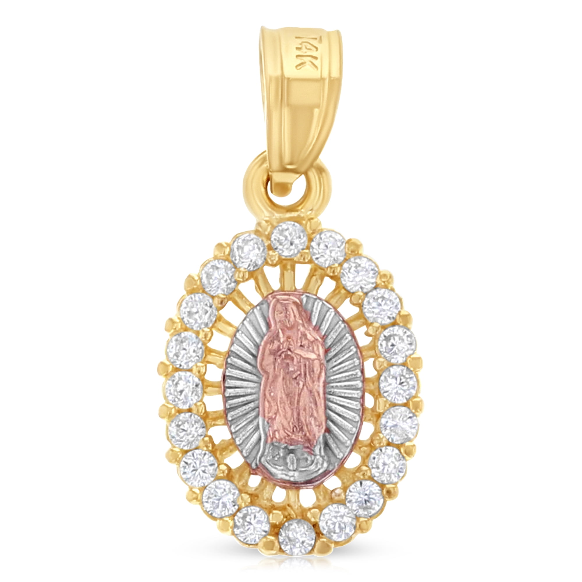 Ioka 14K Yellow Gold Our Lady of Guadalupe CZ Charm Pendant, 10mm x ...