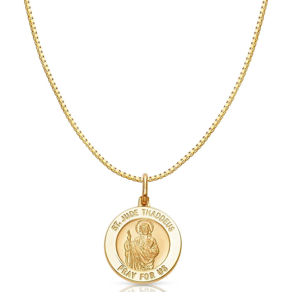 Ioka-14K Yellow Gold St. Jude Thaddeus Pray For Us Religious Charm ...