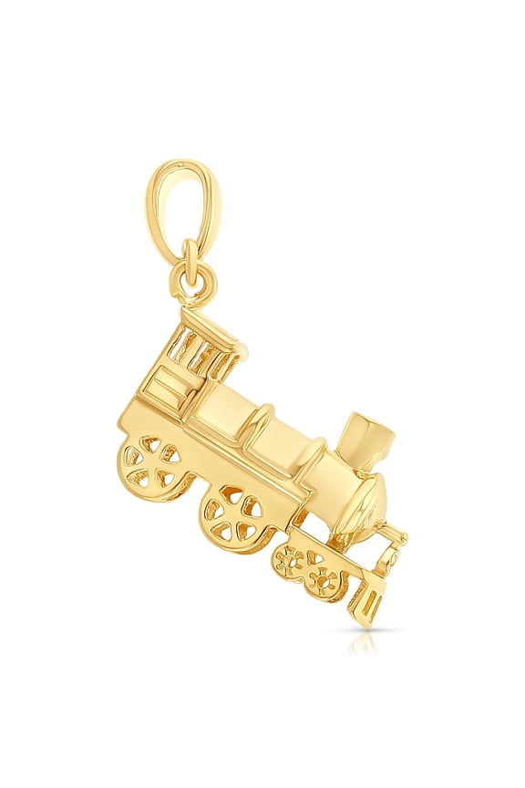 -14K Yellow Gold Train Charm Pendant For Necklace or Chain