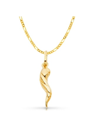 Mens gold italian horn necklace best sale