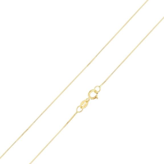 Ioka - 14K Yellow Solid Gold 0.5mm Box Chain Necklace with Spring Ring Clasp - 20"