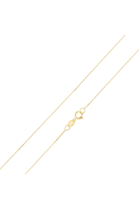 - 14K Yellow Solid Gold 0.5mm Box Chain Necklace with Spring Ring Clasp - 20"