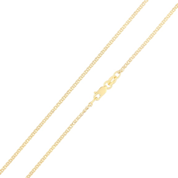 Ioka - 14K Yellow Solid Gold 1.4mm Flat Open Wheat Chain Necklace with Lobster Clasp - 18"