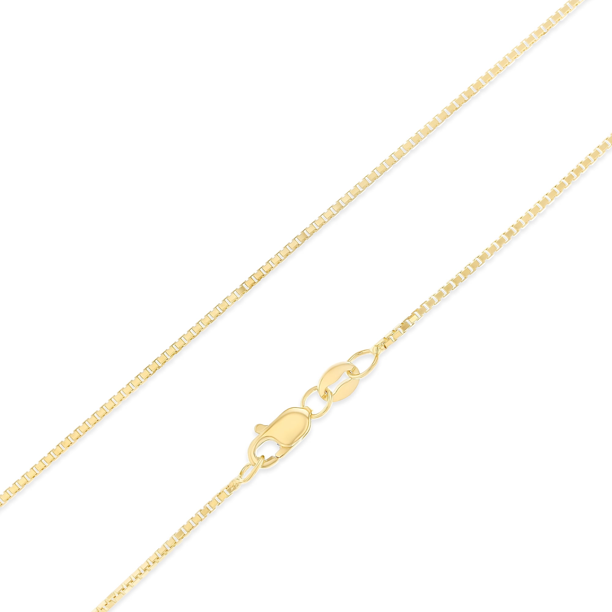Ioka - 14K Yellow Solid Gold 1mm Box Chain Necklace with Lobster Clasp - 24"