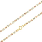 Ioka - 14K Yellow Solid Gold 3mm Flat Valentino Star Diamond Cut Chain Necklace with Spring Ring Clasp - 16