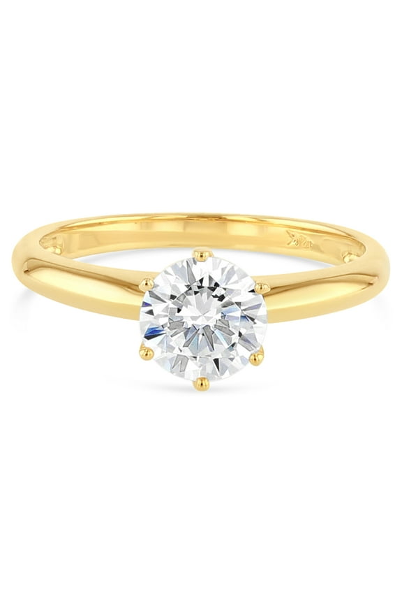 Round Solitaire, Engagement Ring, 14K Solid Gold, Includes Jewelry Ring Box, 1 ct tw