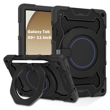 Iokmax Case for Galaxy Tab A9 Plus / A9+ 11 inch (X210/X216/X218) with HD Screen Protector & Shoulder Strap & Rotating Stand,Heavy Duty Military-Black
