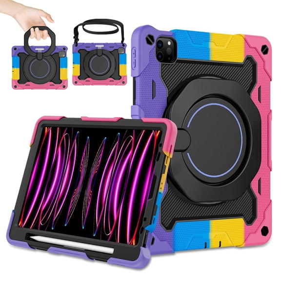 Iokmax for iPad Air 5th 4th Generation Case (2022 2020) 10.9 inch & iPad Pro 11 Case 4th/3rd/2nd/1st Gen[Screen Protector, Pen Holder,15ft Drop Protection]with 360 Stand Hand Strap for Kids Women Man