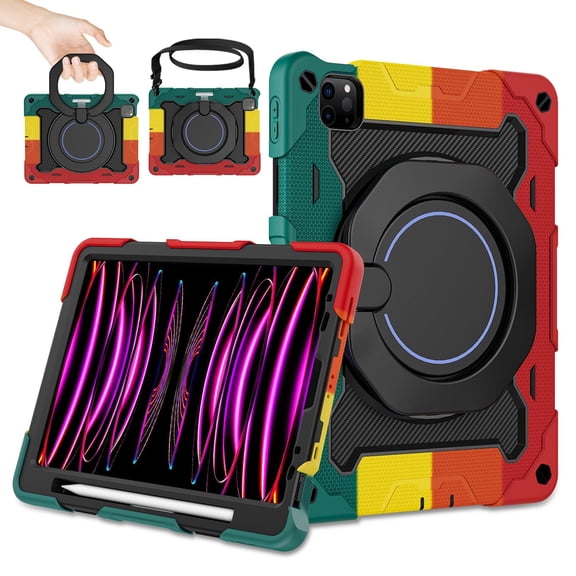 Iokmax for iPad Air 5th 4th Generation Case (2022 2020) 10.9 inch & iPad Pro 11 Case 4th/3rd/2nd/1st Gen[Screen Protector, Pen Holder,15ft Drop Protection]with 360 Stand Hand Strap for Kids Women Man