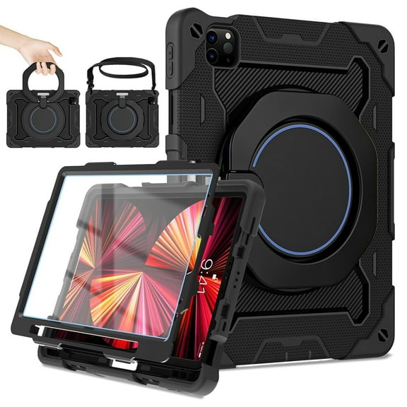 Iokmax for iPad Air 5th 4th Generation Case (2022 2020) 10.9 inch & iPad Pro 11 Case 4th/3rd/2nd/1st Gen[Screen Protector, Pen Holder,15ft Drop Protection]with 360 Stand Hand Strap for Kids Women Man