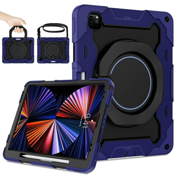 Iokmax for iPad Pro 12.9 inch Case (6th/5th/4th/3rd generation)with Screen Protector for Kids, 360 Kickstand,Handle, Pencil Holder,Shoulder Strap[15ft Drop Protection]Heavy Duty Rugged 12.9 iPad Case