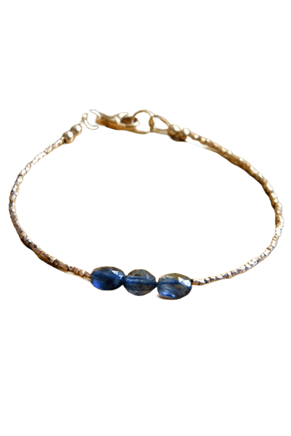 Iolite 6x8mm Oval Shape Faceted Cut Beads 7 inch Rose Gold Plated Clasp Bracelet for men, women, unisex. Link Chain Stacking Bracelet.|LINK_03837