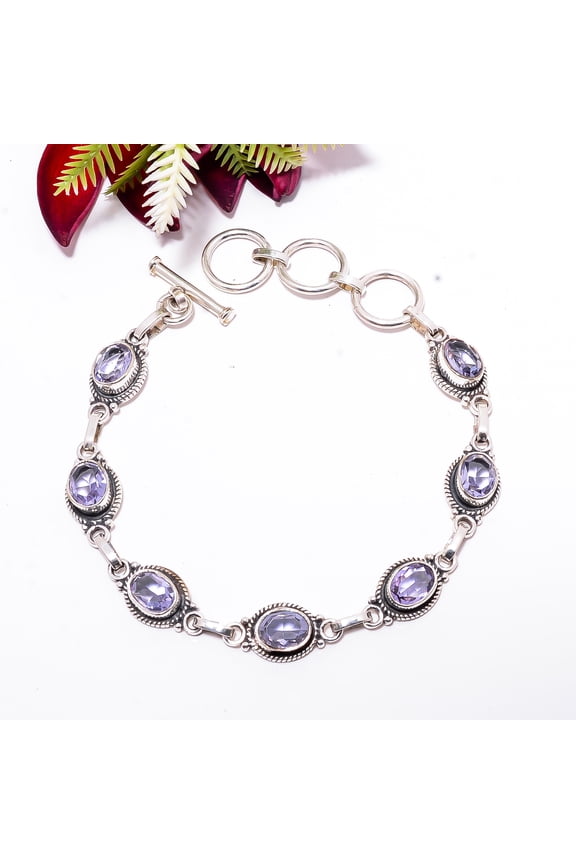 Iolite 925 Sterling Silver Adjustable Bracelet 8.99" B83486, Christmas Gift