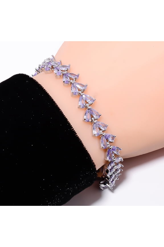 Iolite 925 Sterling Silver Adjustable Tennis Bracelet 7-8" B13146, Iolite Bracelet, Vivid Blue Bracelet, Pear Bracelet
