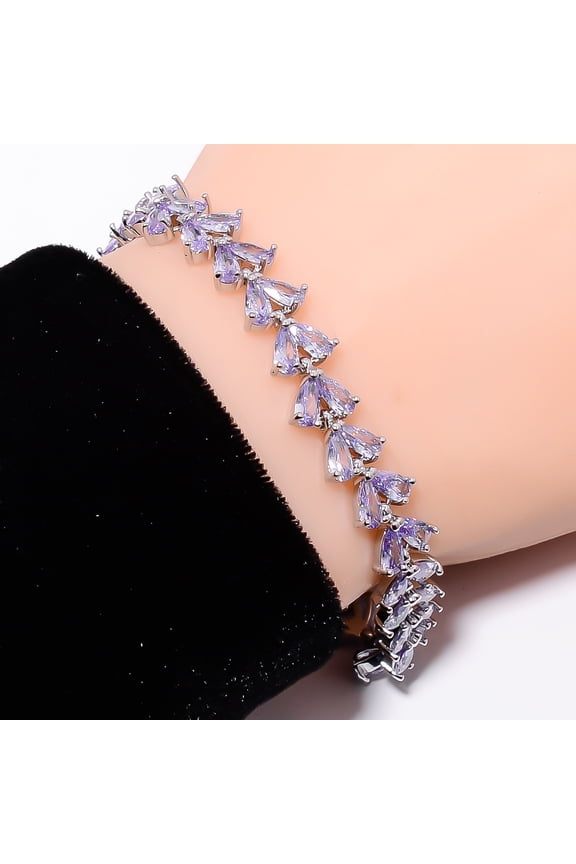 Iolite 925 Sterling Silver Adjustable Tennis Bracelet 7-8" B13148, Iolite Bracelet, Vivid Blue Bracelet, Pear Bracelet