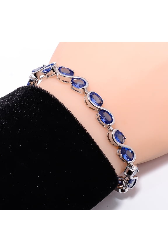 Iolite 925 Sterling Silver Adjustable Tennis Bracelet 7-8" B141422, Iolite Bracelet, Vivid Blue Bracelet, Oval Bracelet