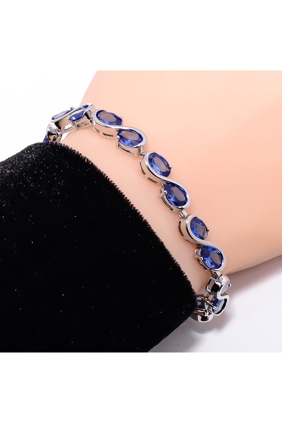 Iolite 925 Sterling Silver Adjustable Tennis Bracelet 7-8" B141424, Iolite Bracelet, Vivid Blue Bracelet, Oval Bracelet