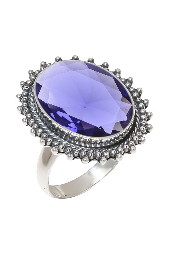 Iolite 925 Sterling Silver Ring, 18X13 mm Oval Gemstone Ring, Vivid Blue Ring, Christmas Gift, Unique Jewelry Ring, Adjustable Ring V6531R2177649