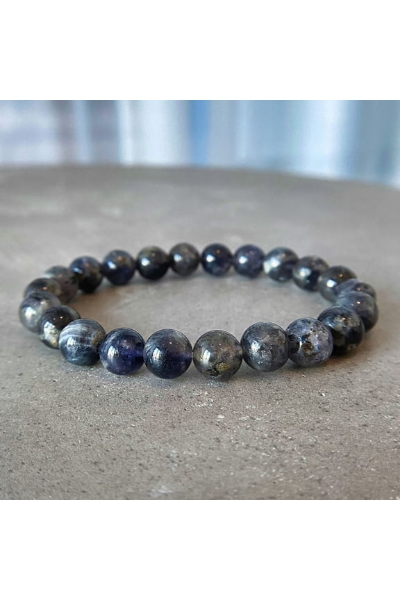 Iolite Bracelet | Stone Beads Bracelet | Focus on Heart Chakra | Stunning Gem Patterns Tones | The iolite bracelet is the perfect way to access the power of the cosmos. Just by wearing it,