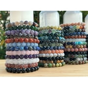 GAF TREASURES Iolite Crystal Bead Bracelet 5-9mm, Genuine Iolite Stretch Gemstone Bracelet, Gift for Men & Women