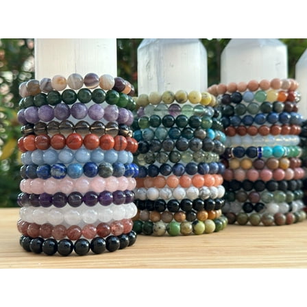 Iolite Crystal Bead Bracelet 5-9mm, Genuine Iolite Stretch Gemstone Bracelet, Gift for Men & Women